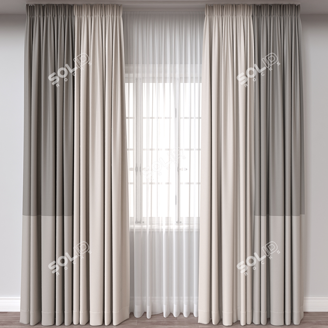 Modern Curtain 3D Model 3D model image 1