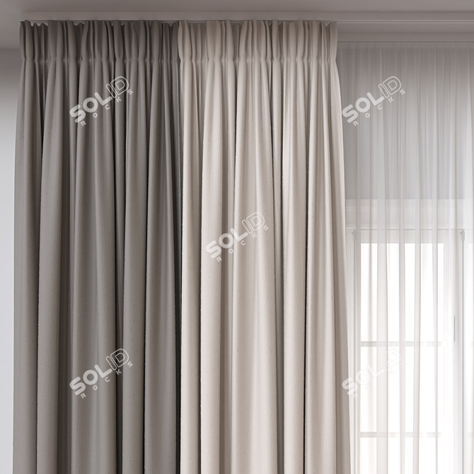 Modern Curtain 3D Model 3D model image 2