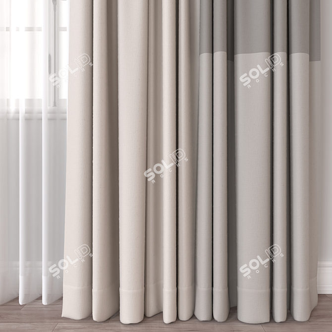 Modern Curtain 3D Model 3D model image 3