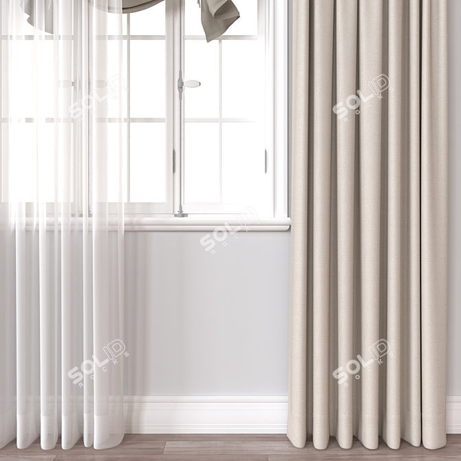 Modern 3D Curtain Model 3D model image 2