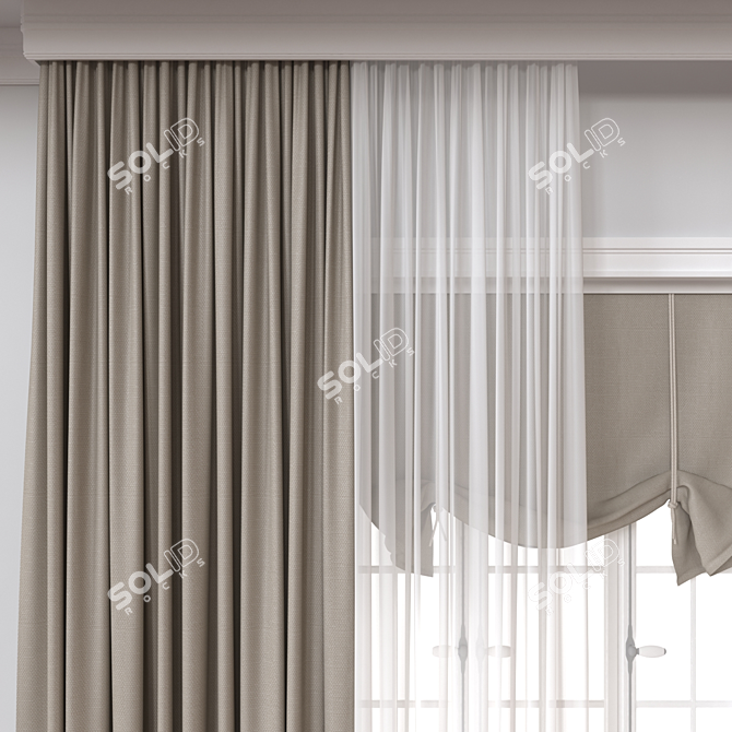 Modern 3D Curtain Model 3D model image 3