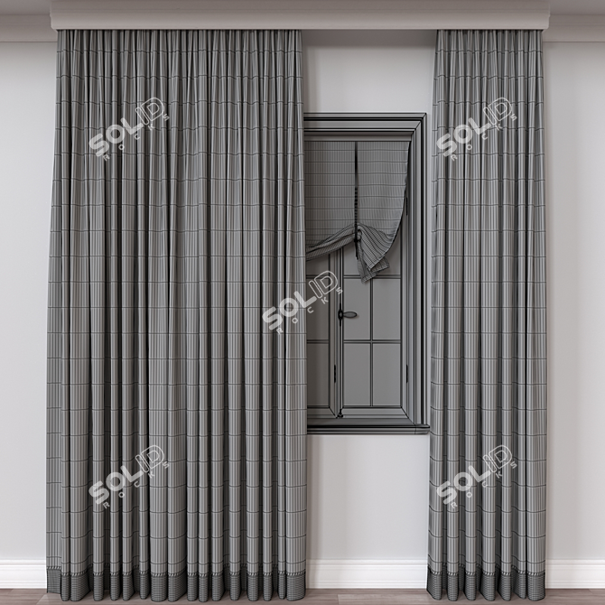 Modern 3D Curtain Model 3D model image 4