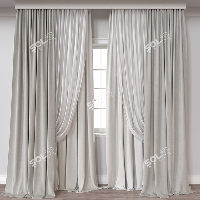 Modern 3D Curtain Model Set 3D model image 1