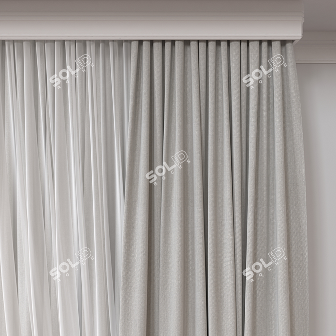 Modern 3D Curtain Model Set 3D model image 2