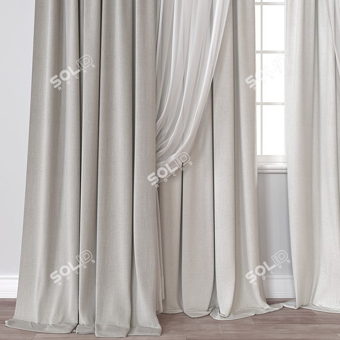 Modern 3D Curtain Model Set 3D model image 3