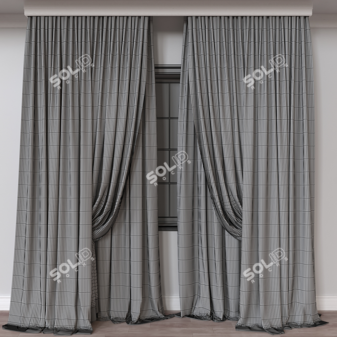 Modern 3D Curtain Model Set 3D model image 4