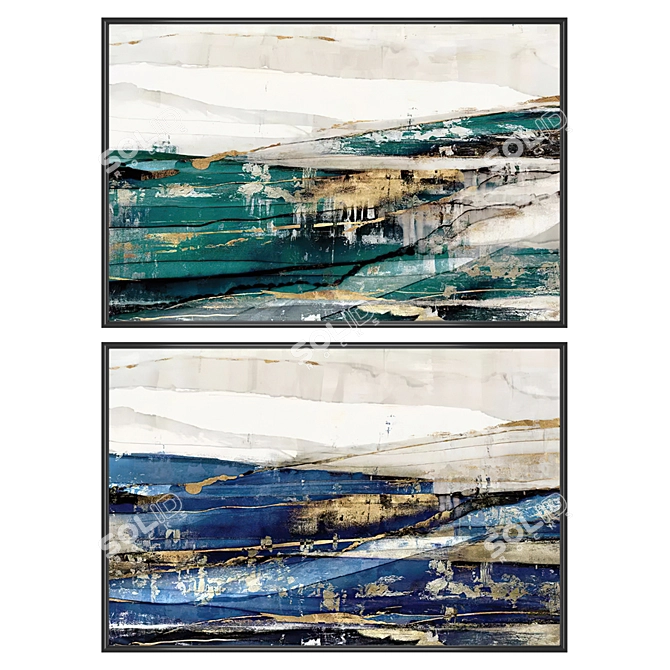 Art Set with Various Frames 3D model image 1