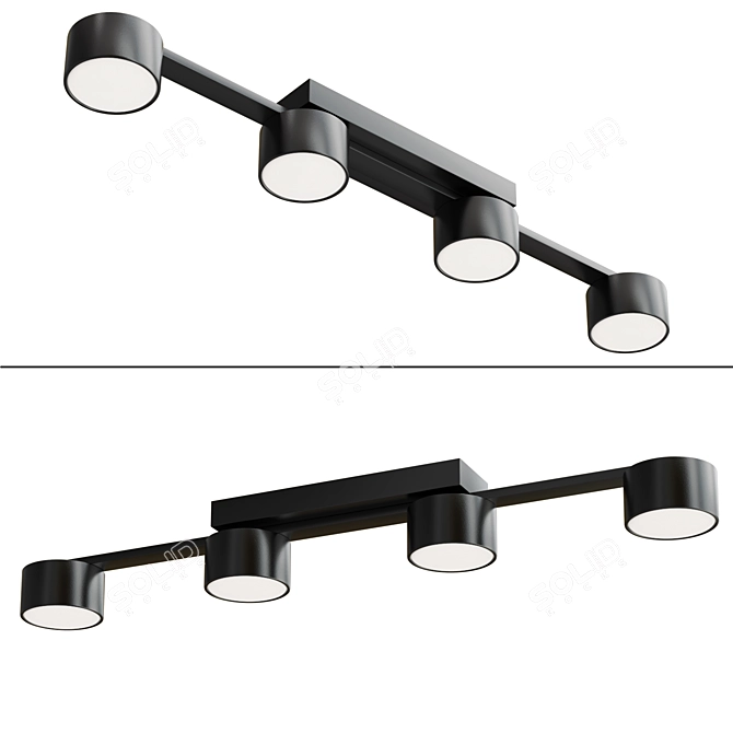 Modern Dallas Black Ceiling Light 3D model image 1