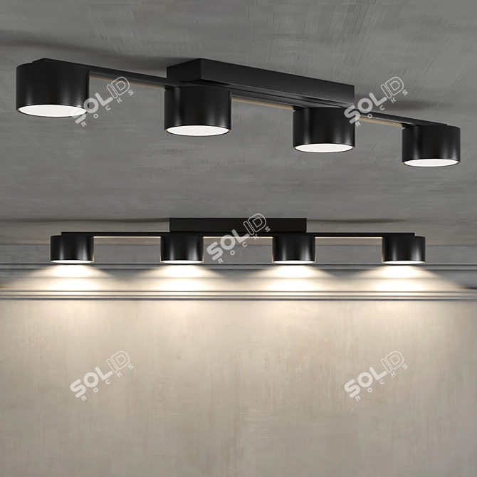 Modern Dallas Black Ceiling Light 3D model image 2