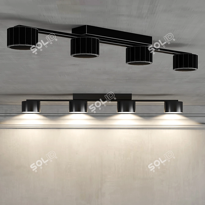 Modern Dallas Black Ceiling Light 3D model image 3