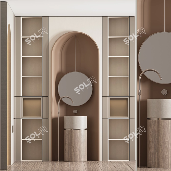 Modern Bathroom Furniture Set 09 3D model image 2