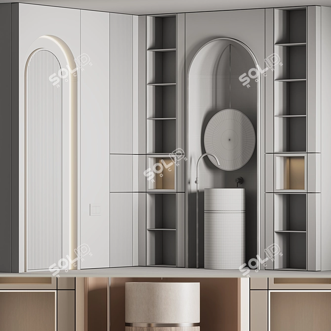 Modern Bathroom Furniture Set 09 3D model image 7