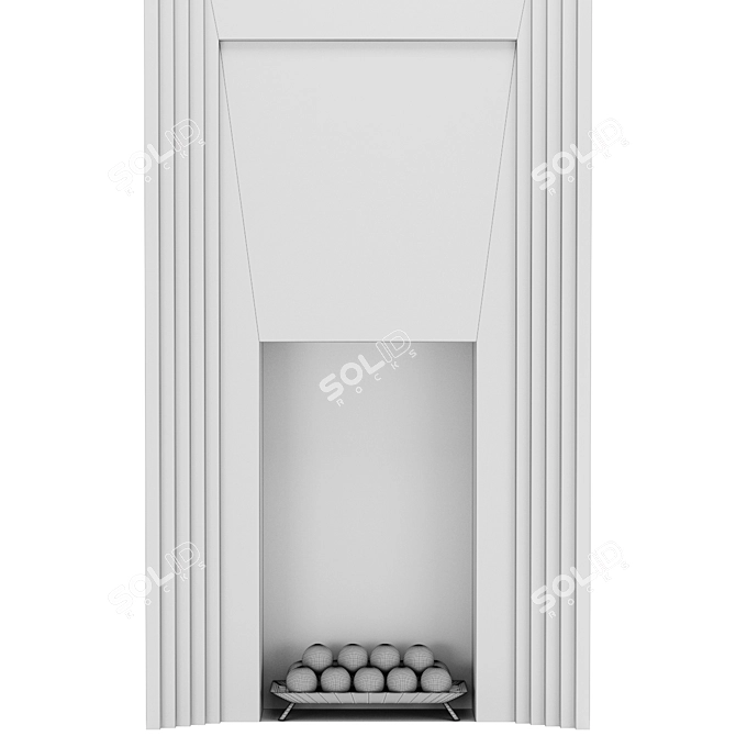 Travertine High Fireplace - Fireproof Balls 3D model image 3