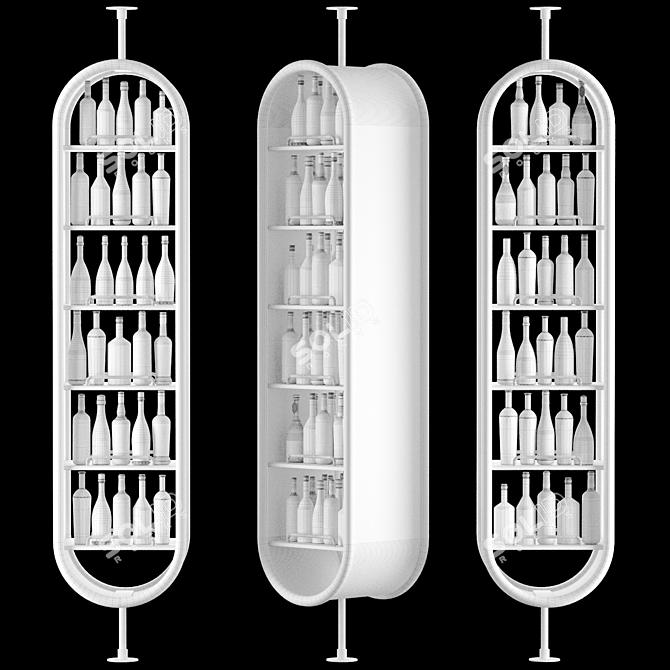 Modern Restaurant Alcohol Shelf 3D model image 2