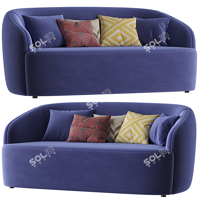 Modern Gwyneth Loveseat in Blush 3D model image 1