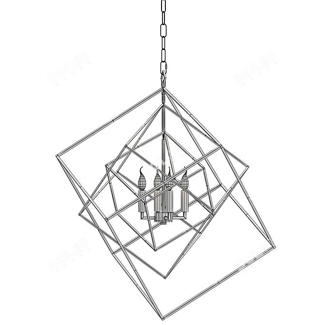 Prismatic Cubed Chandelier in Bronze 3D model image 2
