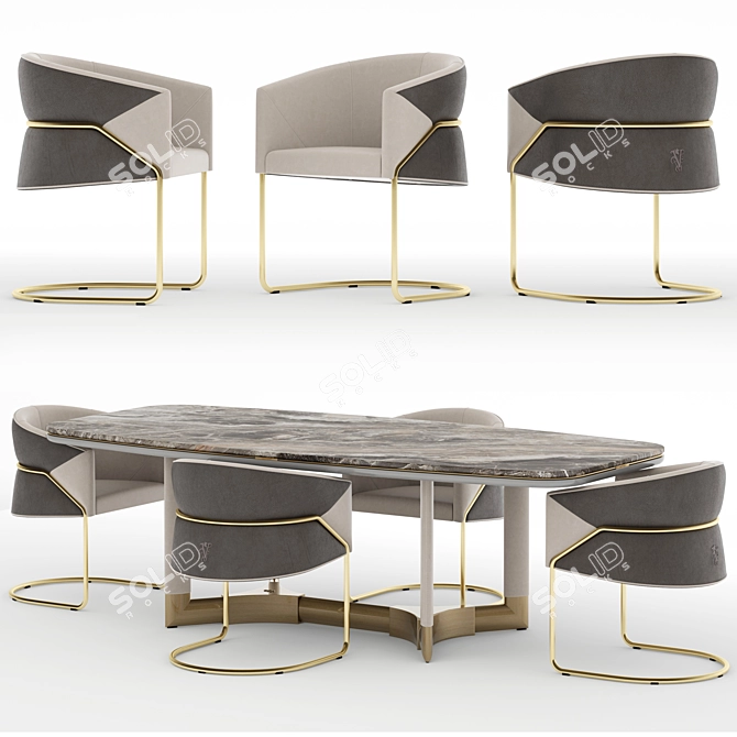 Luxury Visionnaire Morgan Dining Set 3D model image 1