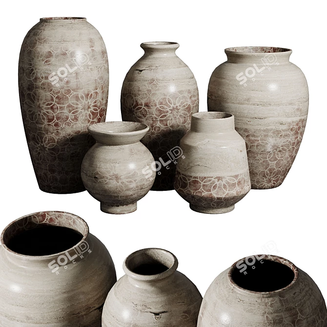 Vintage Marble Concrete Plaster Vase 3D model image 1