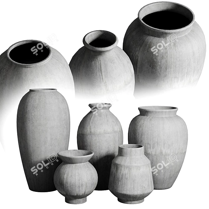 Vintage Marble Concrete Plaster Vase 3D model image 2