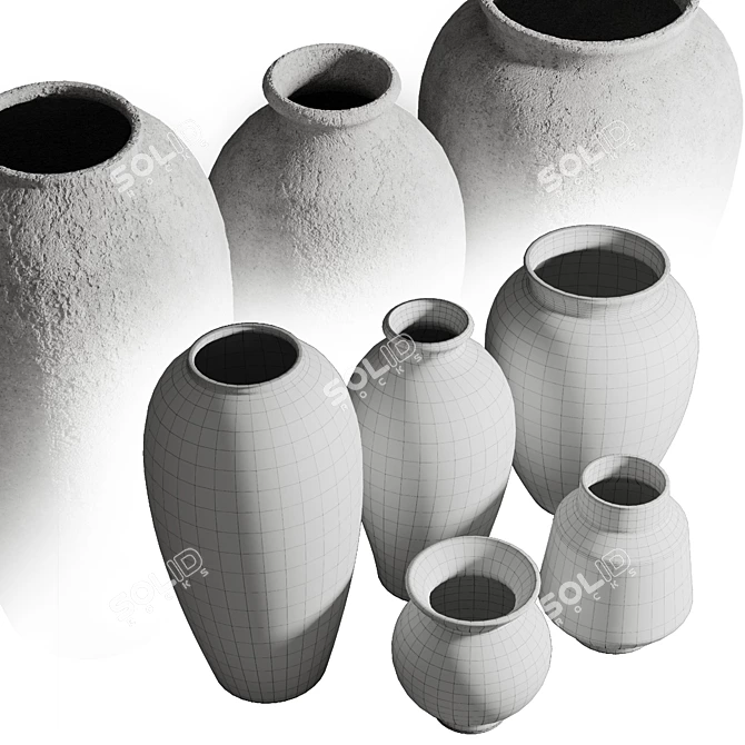 Vintage Marble Concrete Plaster Vase 3D model image 4