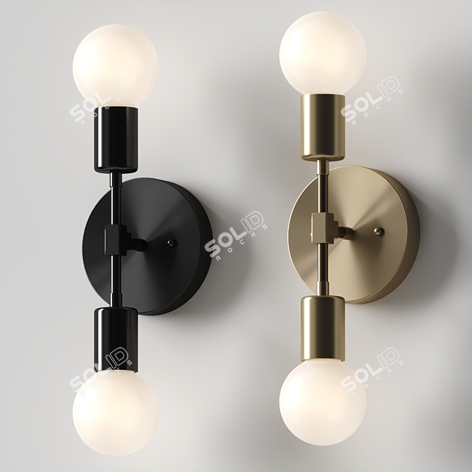 Sleek Gold Modern Wall Sconce 3D model image 2