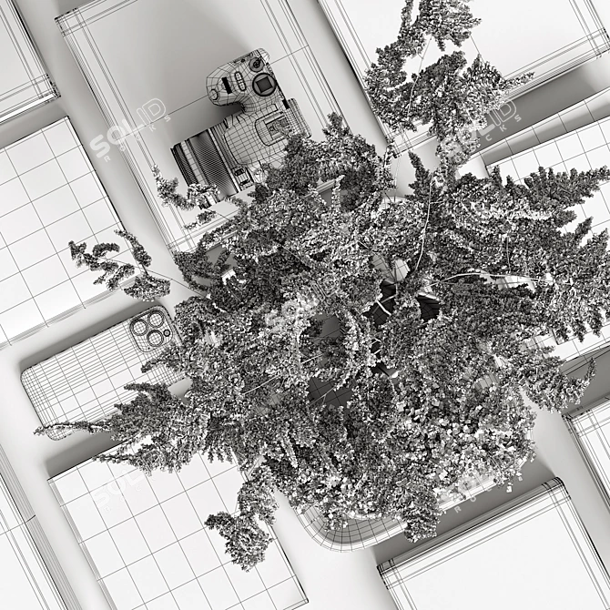 Asparagus Branches Set with Vase 3D model image 7