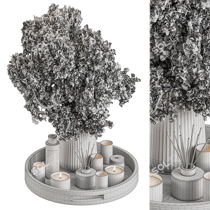 Modern Elegance Vase Plant Set 3D model image 4