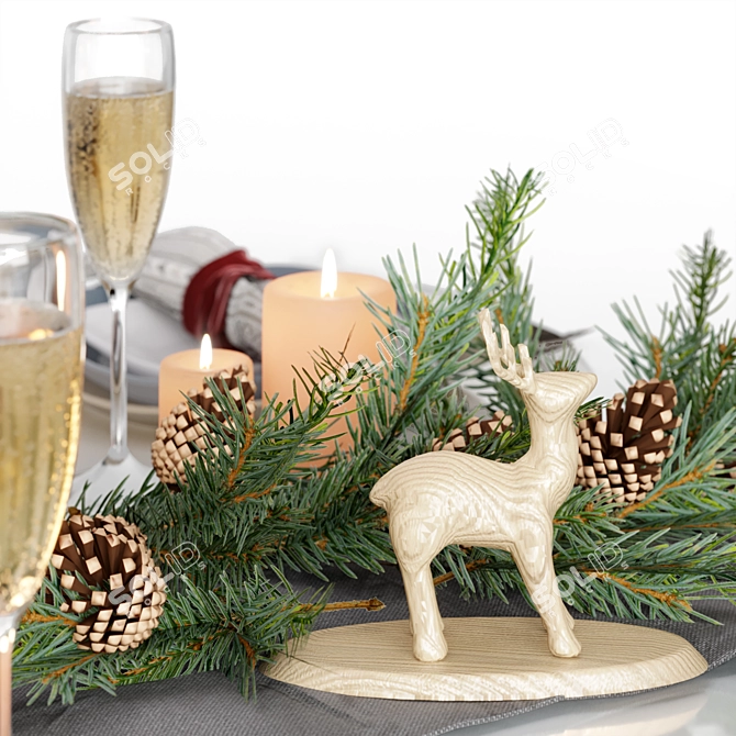 Festive Holiday Table Setting 3D model image 3