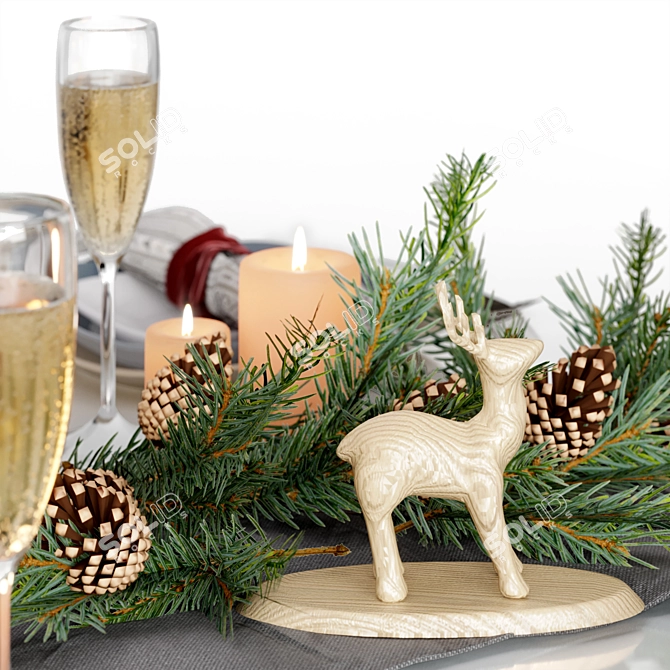 Festive Holiday Table Setting 3D model image 10