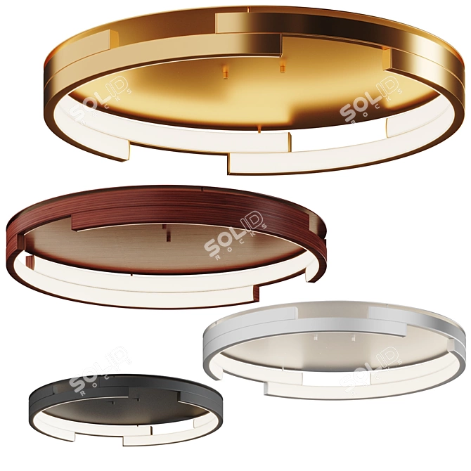 Modern Asymmetric LED Flush Mount 3D model image 1