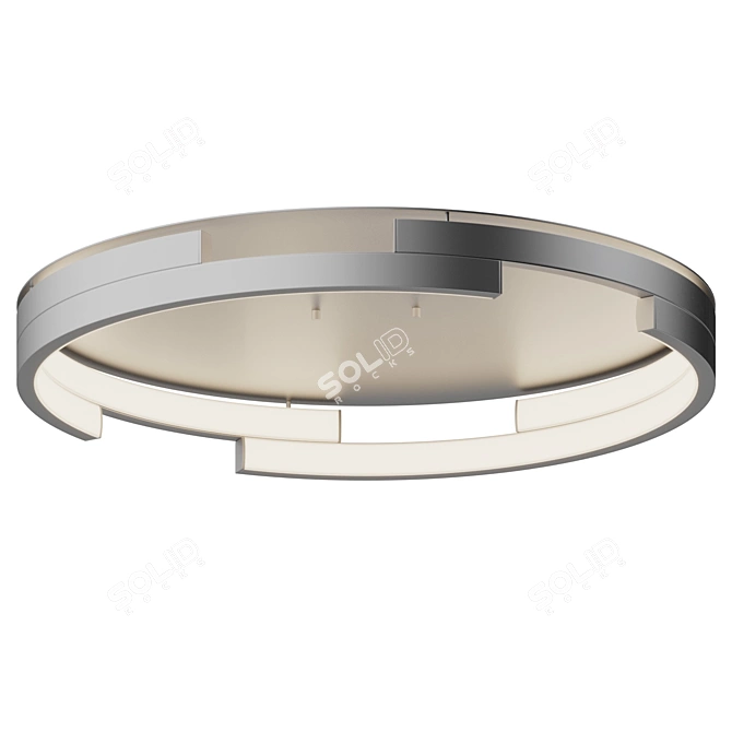 Modern Asymmetric LED Flush Mount 3D model image 2