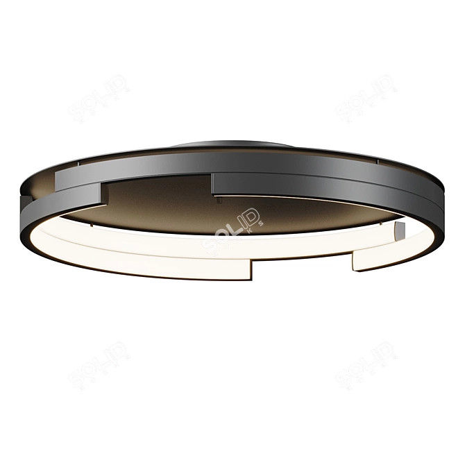 Modern Asymmetric LED Flush Mount 3D model image 3