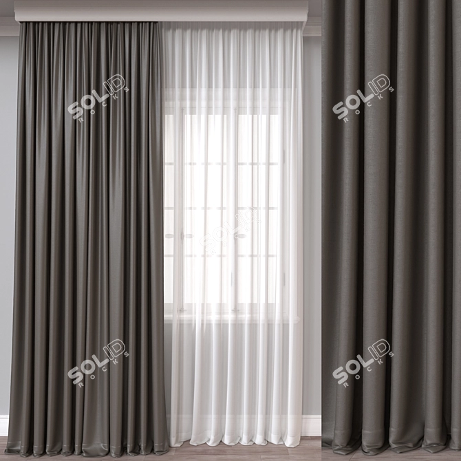 Modern 3D Curtain Model - Vray/Corona 3D model image 1