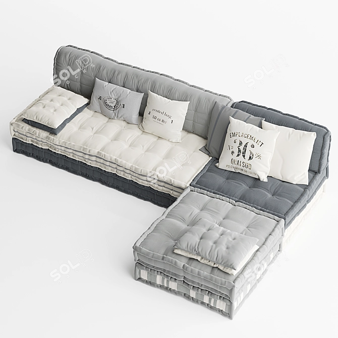 Modern Gray Maili Sectional Sofa 3D model image 3