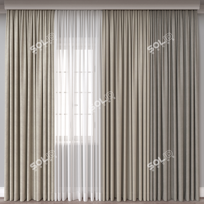 Versatile 3D Curtain Model - 71K Polygons 3D model image 1