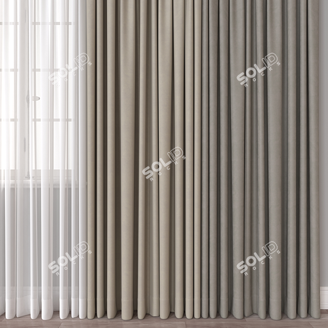 Versatile 3D Curtain Model - 71K Polygons 3D model image 3