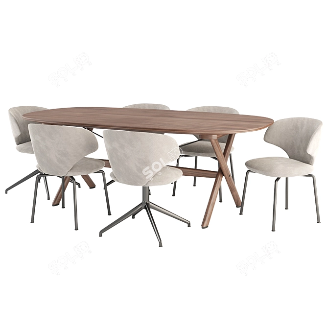 Flexform Boma Table Susanne Chair 3D model image 2