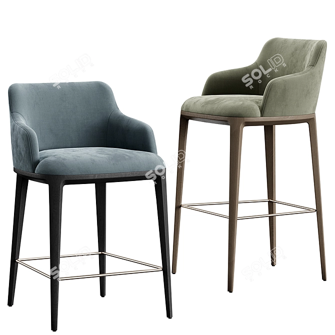 Form S Bar Stool Set 3D model image 1