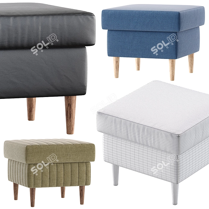 Modern Textile Pouf for Relaxation 3D model image 7