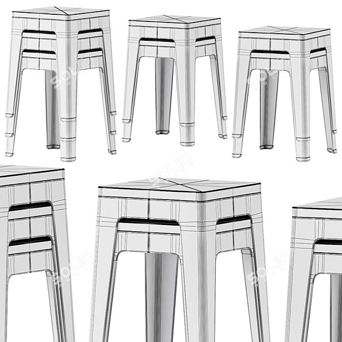 Sleek TUCK Low Stool 3D model image 3