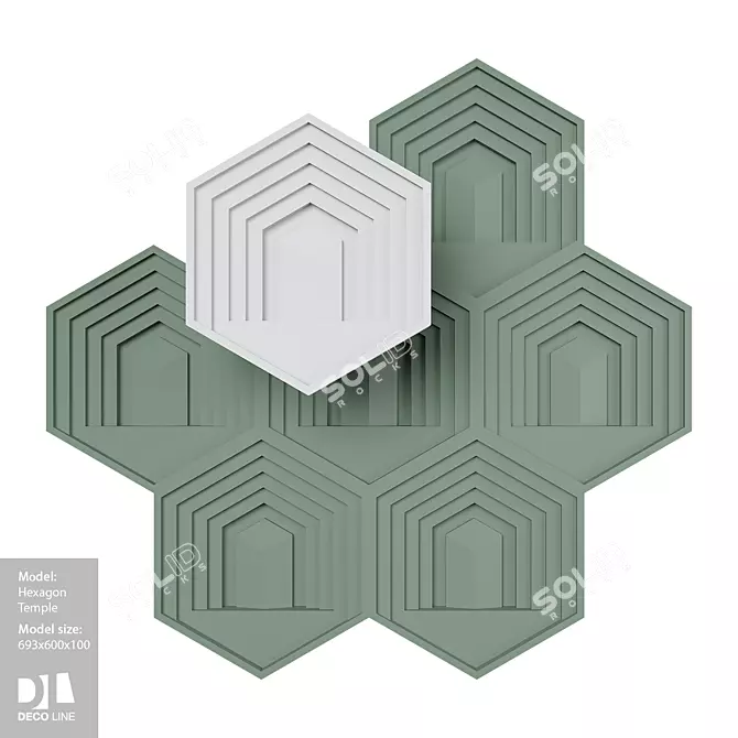 3D Hexagon Temple Panel 3D model image 1