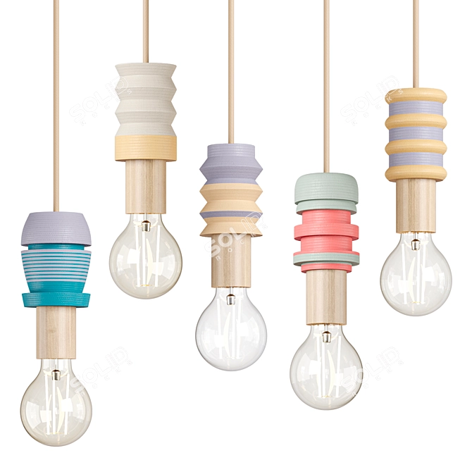 Stylish Pendant Light Fixture 3D model image 1