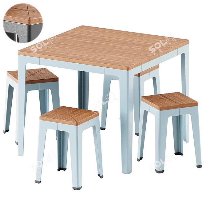 DesignByThem TUCK Square Table & Low Stool 3D model image 1