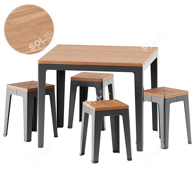 DesignByThem TUCK Square Table & Low Stool 3D model image 2