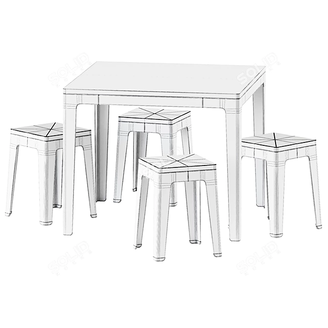 DesignByThem TUCK Square Table & Low Stool 3D model image 3