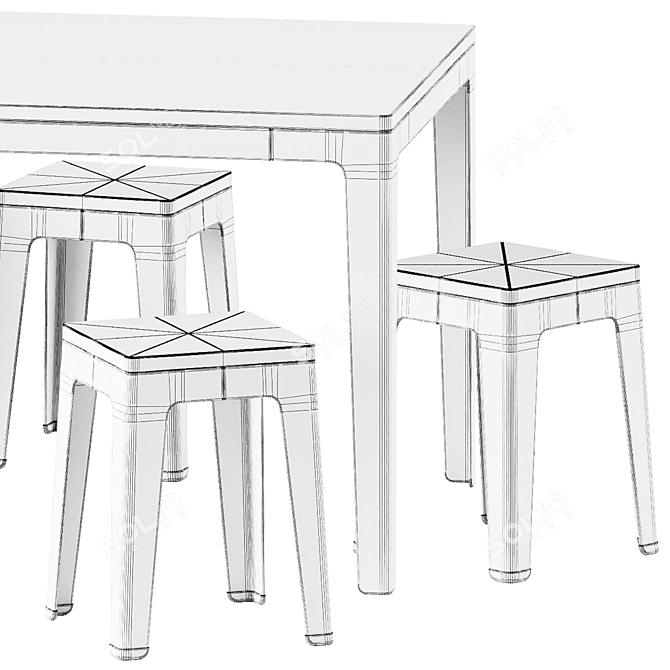 DesignByThem TUCK Square Table & Low Stool 3D model image 4