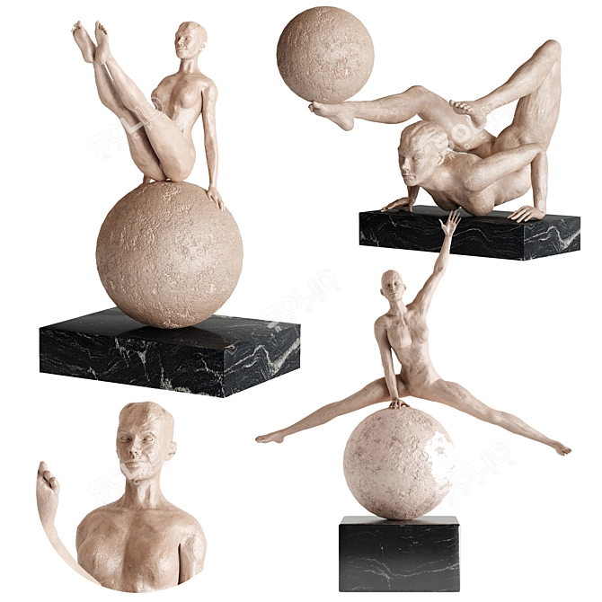 Diverse PBR Human Sculptures Pack 3D model image 1