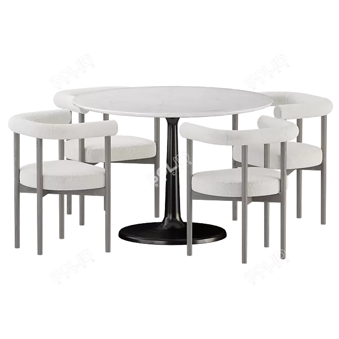 Modern Dining Chair with Upholstery 3D model image 1