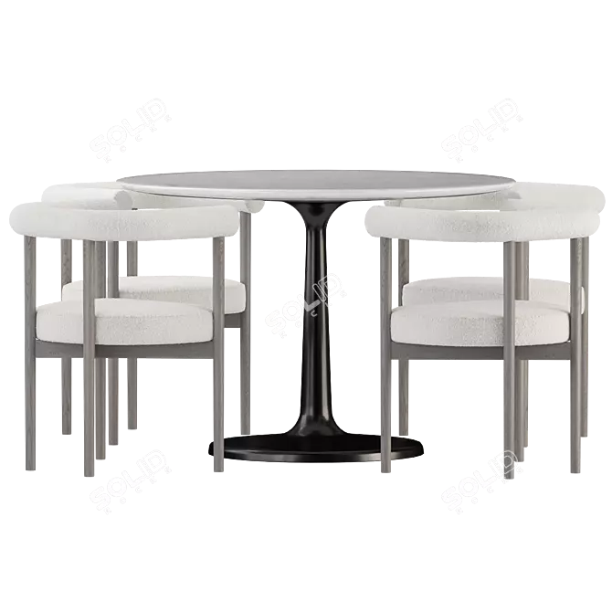 Modern Dining Chair with Upholstery 3D model image 2