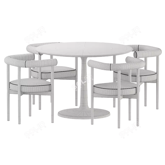 Modern Dining Chair with Upholstery 3D model image 3